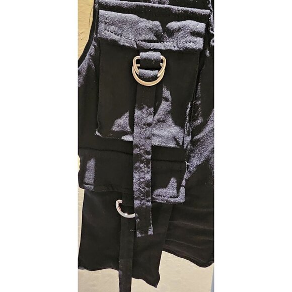 Black Utility Vest With Multiple Pockets & Silver Ring Zipper Closure - Like An - Picture 5 of 5
